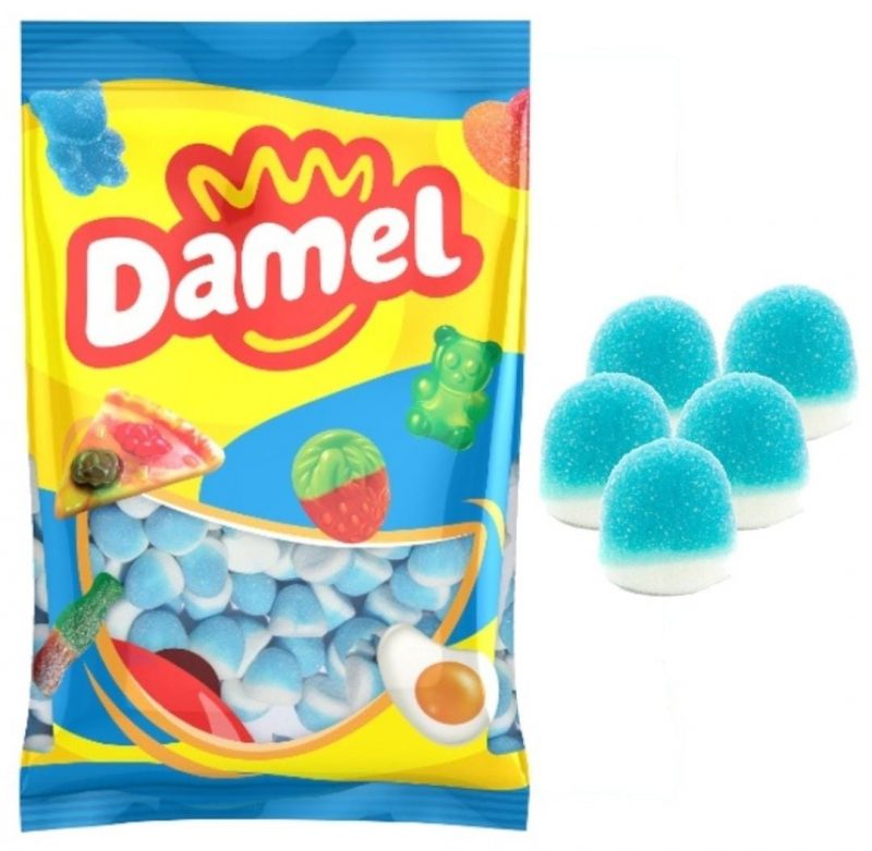 Gominolas de frambuesa Damel sin gluten sobre fondo claro.