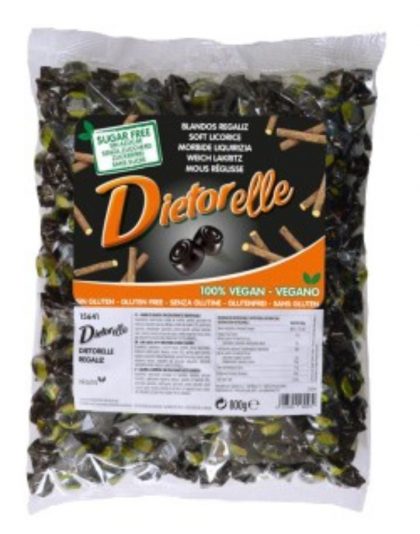 Dietorelle goma regaliz sin azúcar y sin gluten con Stevia.
